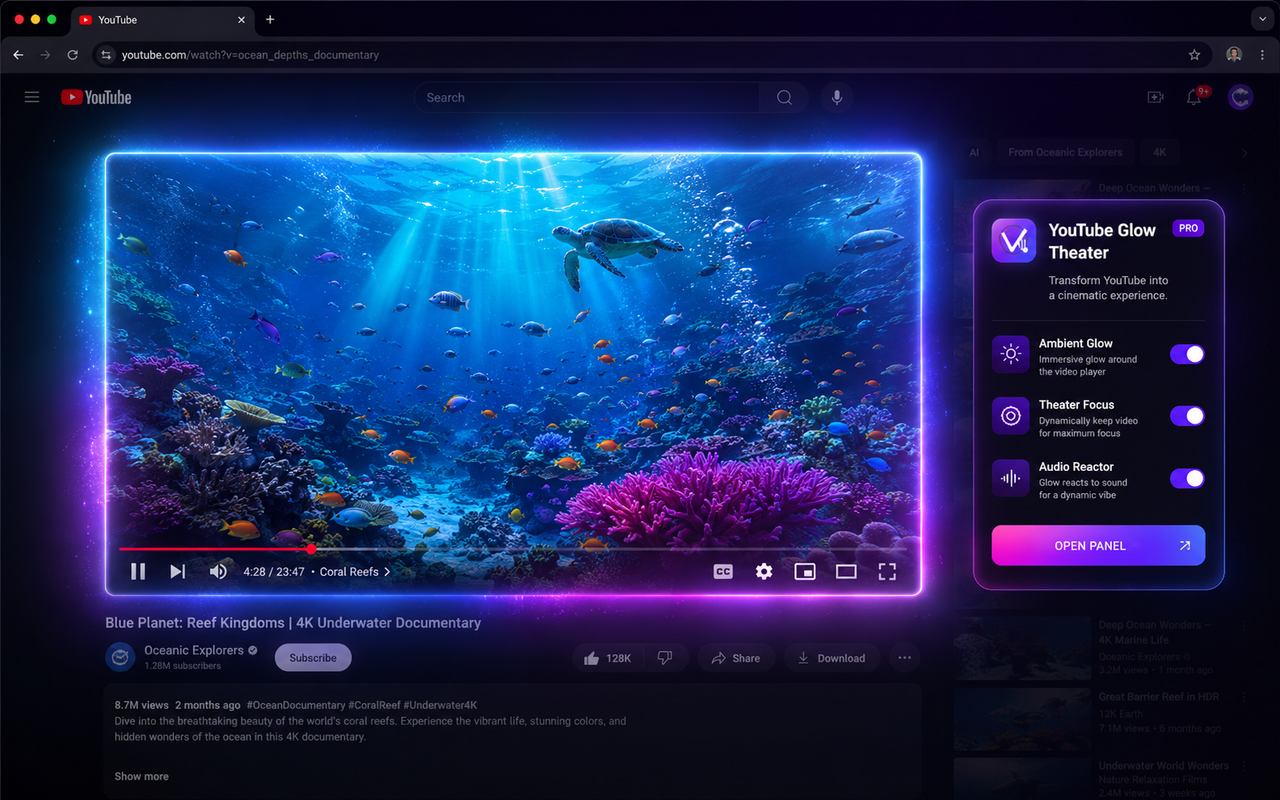 Underwater YouTube glow example